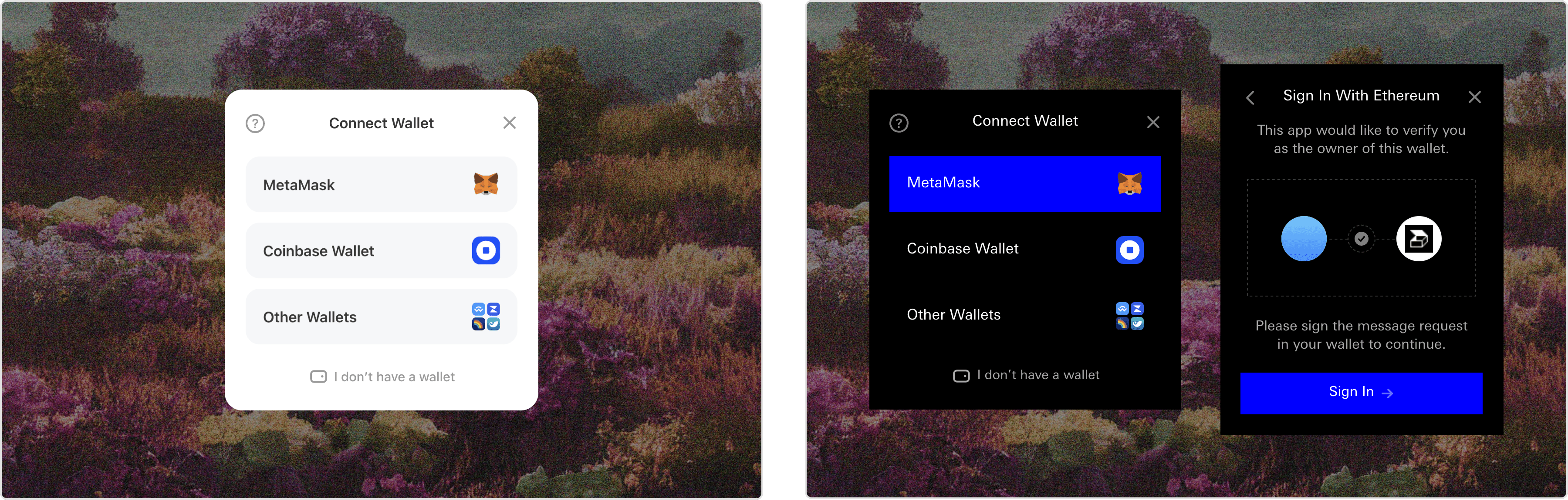 Screenshots of WalletConnect customization