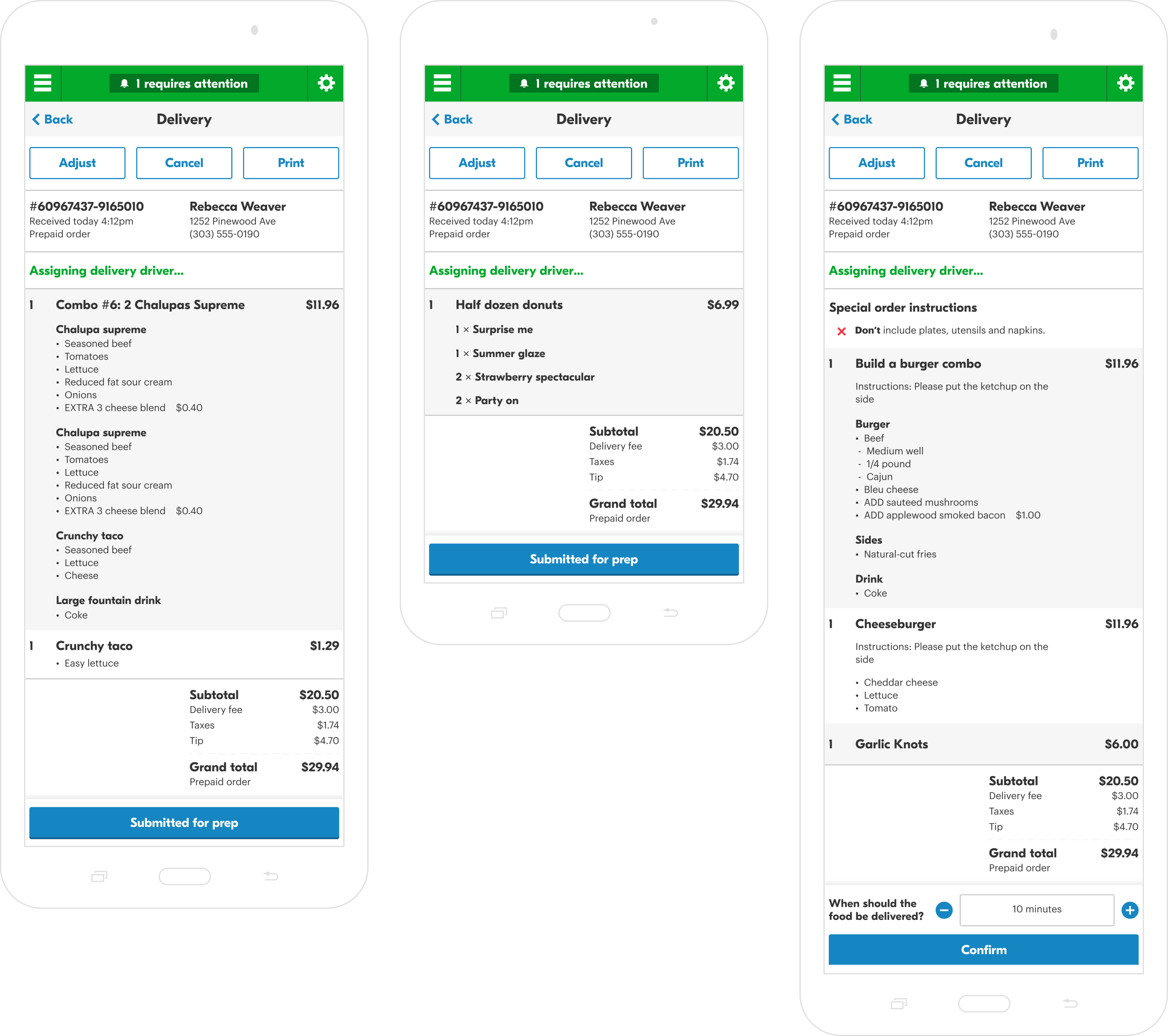 Order details in Grubhub for Restaurants